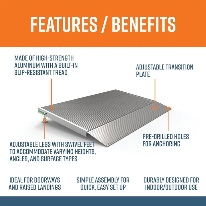 EZ-ACCESS TRANSITIONS 24” Portable Supporting Aluminum Angled Entry Ramp (Used)
