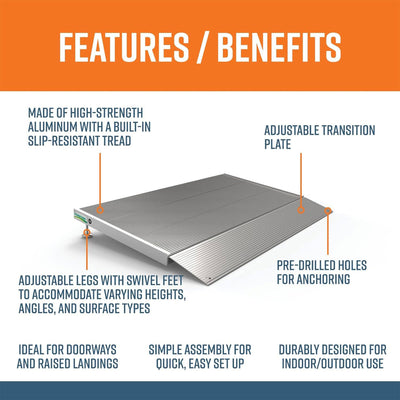 TRANSITIONS 24” Portable Self Supporting Aluminum Angled Entry Ramp (For Parts) - VMInnovations