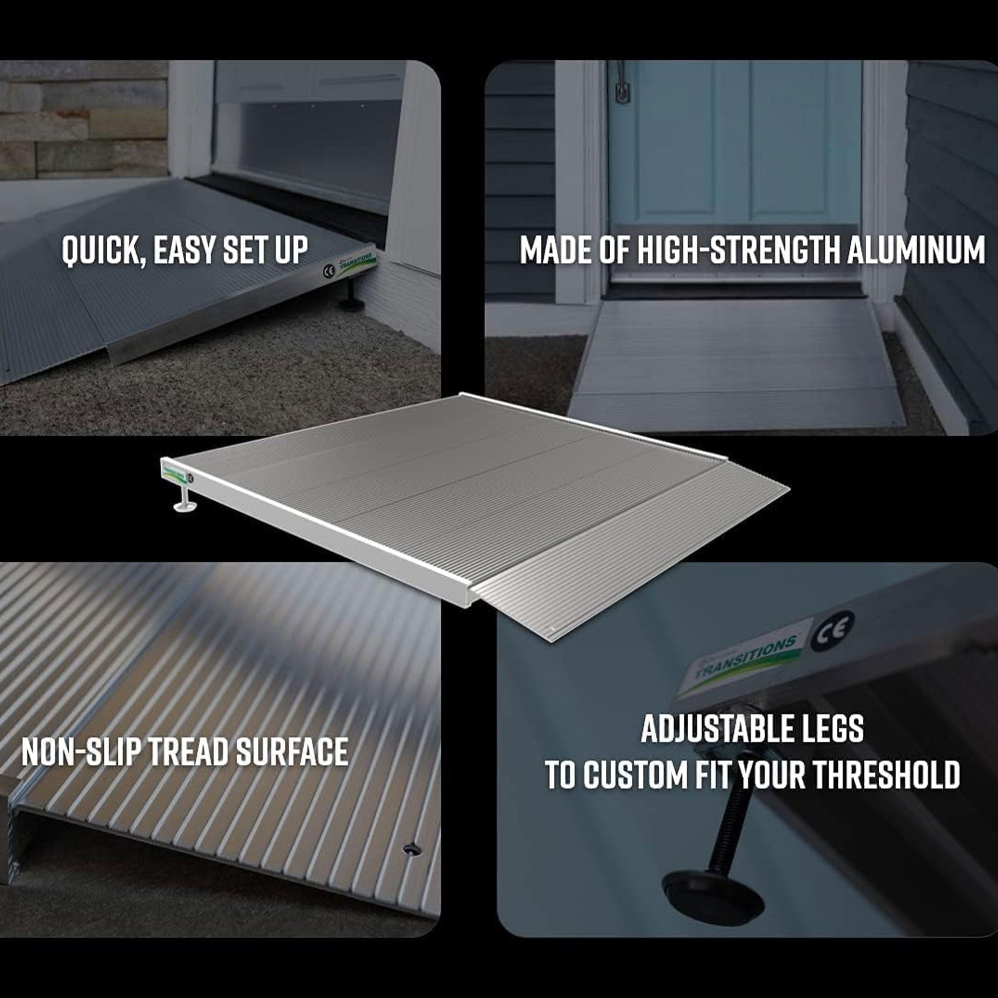 TRANSITIONS 24” Portable Self Supporting Aluminum Angled Entry Ramp (For Parts)