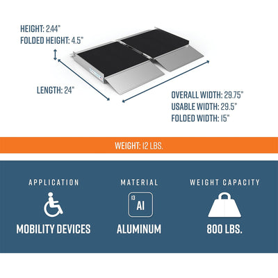 EZ-ACCESS 2ft Suitcase Singlefold Ramp w/Surface That Resists Slips (Used) - VMInnovations