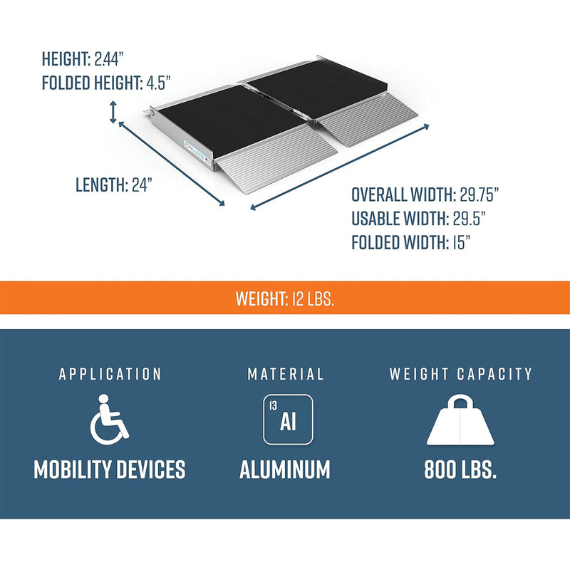 EZ-ACCESS 2ft Suitcase Singlefold Ramp w/Surface That Resists Slips (Used)