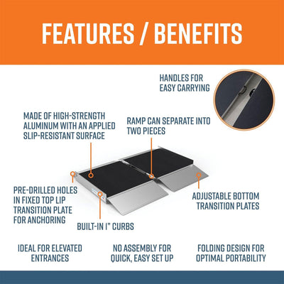 EZ-ACCESS 2Ft Suitcase Portable Ramp w/ Surface That Resists Slips (Open Box) - VMInnovations