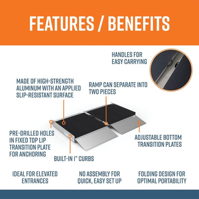 EZ-ACCESS 2Ft Suitcase Portable Ramp w/ Surface That Resists Slips (Open Box)