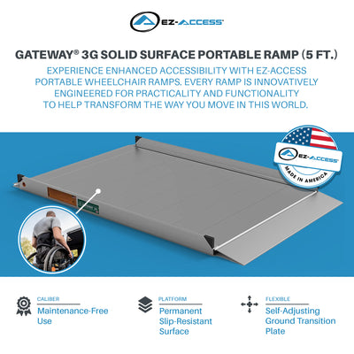 EZ-ACCESS GATEWAY 3G 5ft Solid Aluminum Portable Wheelchair Ramp (Open Box) - VMInnovations