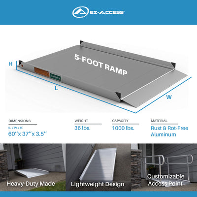 EZ-ACCESS GATEWAY 3G 5 Foot Solid Surface Aluminum Portable Wheelchair Ramp - VMInnovations