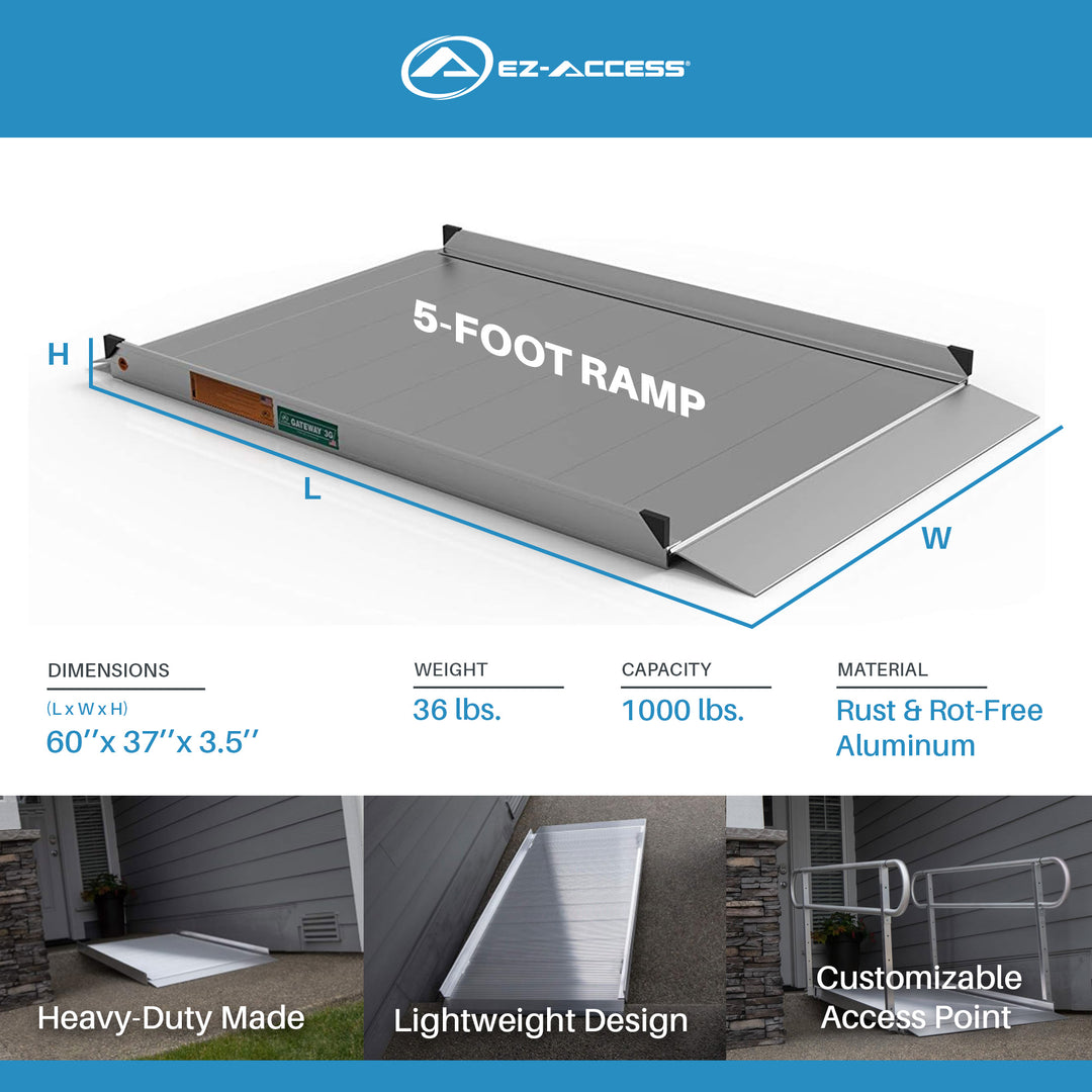 EZ-ACCESS GATEWAY 3G 5ft Solid Aluminum Portable Wheelchair Ramp (Open Box)