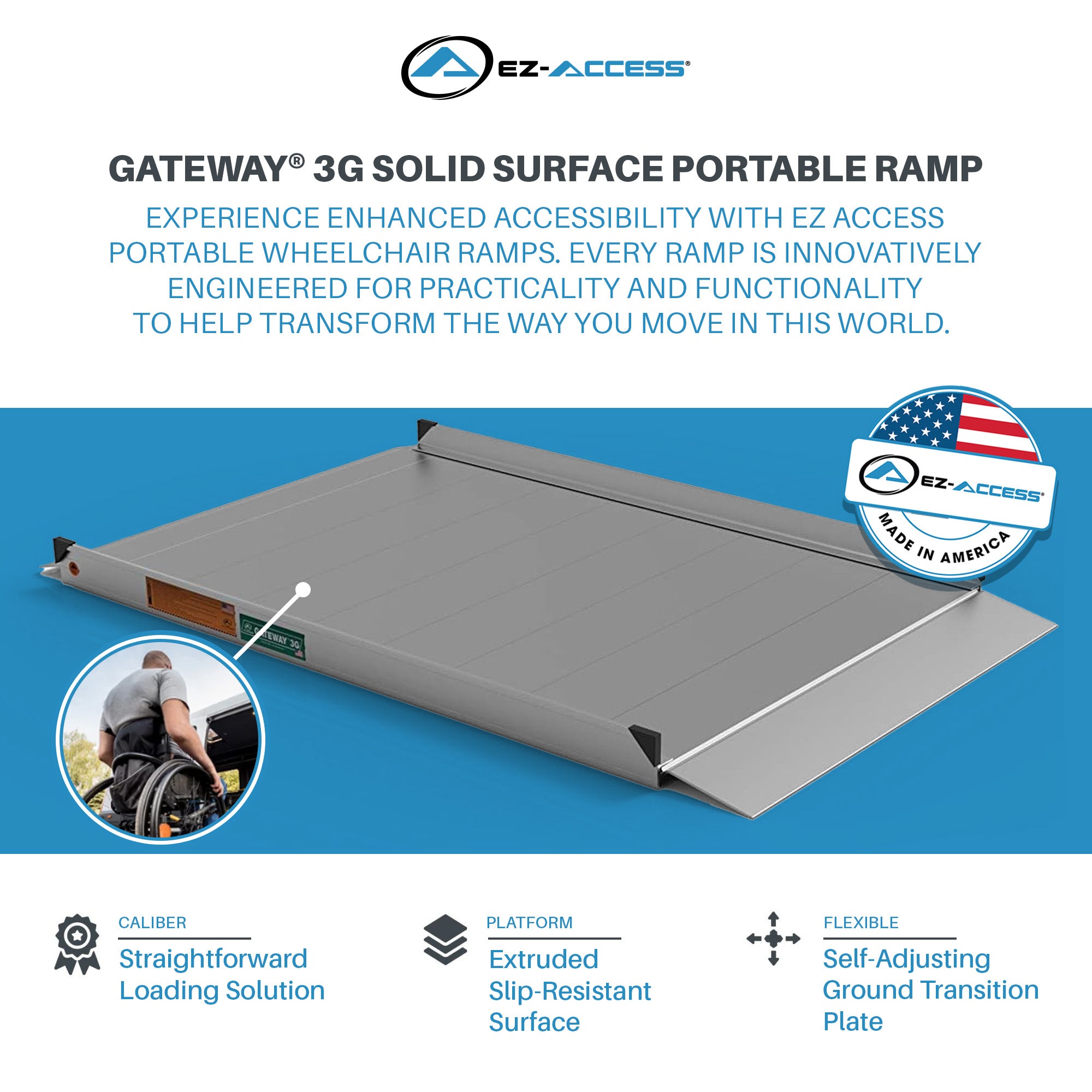 EZ-ACCESS GATEWAY 3G 4 Foot Solid Surface Aluminum Portable Wheelchair Ramp - VMInnovations