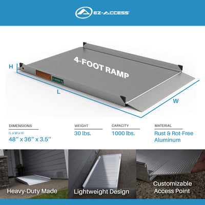 EZ-ACCESS GATEWAY 3G 4 Foot Solid Surface Aluminum Portable Wheelchair Ramp - VMInnovations