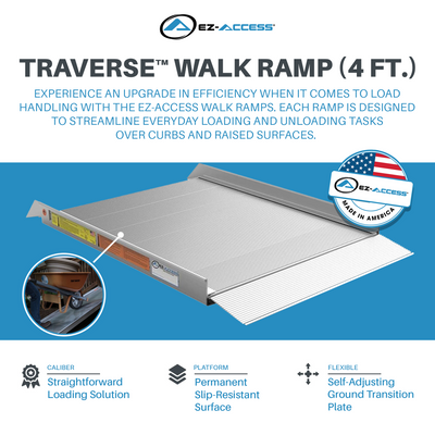 EZ-ACCESS TRAVERSE 4 Foot Walk Ramp w/Textured Surface & Hook/Strap Attachment - VMInnovations