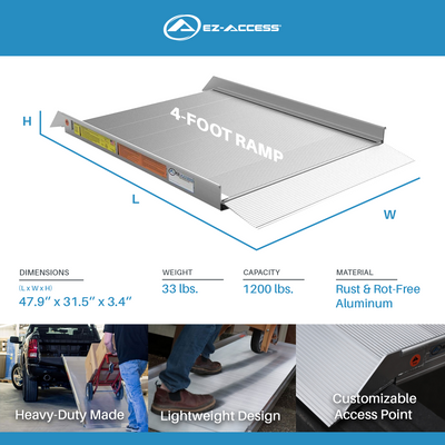 EZ-ACCESS TRAVERSE 4 Foot Walk Ramp w/Textured Surface & Hook/Strap Attachment - VMInnovations