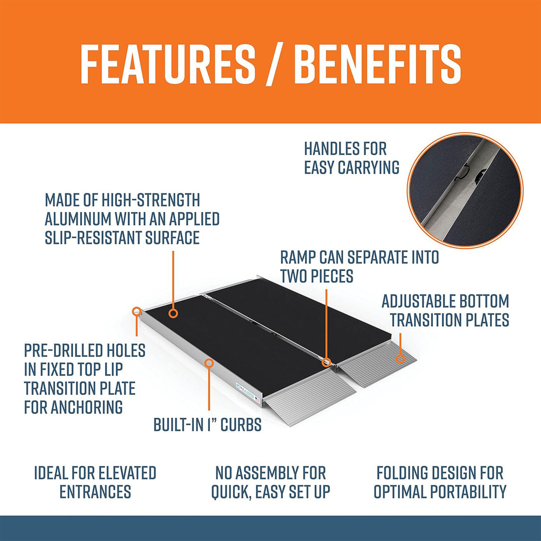 EZ-ACCESS 4 Foot SUITCASE Singlefold Portable Ramp w/ Surface That Resists Slips