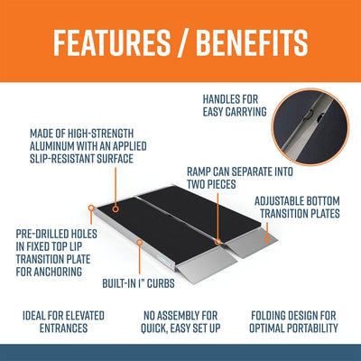 EZ-ACCESS 4 Foot SUITCASE Singlefold Portable Ramp w/ Surface That Resists Slips - VMInnovations