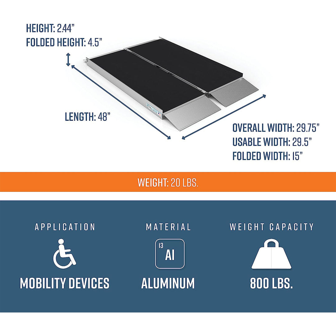 EZ-ACCESS 4 Foot SUITCASE Singlefold Portable Ramp w/ Surface That Resists Slips