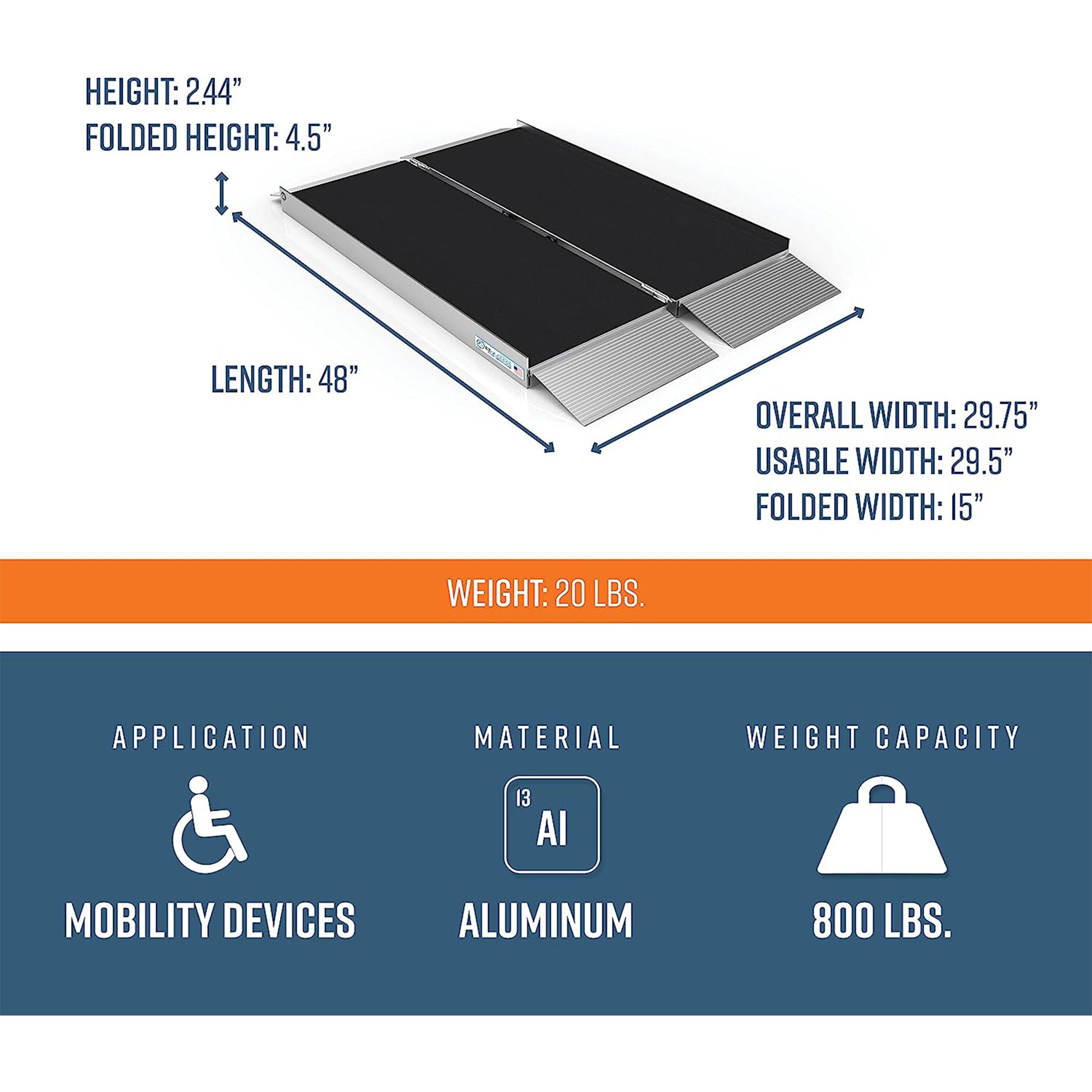 EZ-ACCESS 4 Foot Suitcase Singlefold Portable Ramp w/ Resists Slips (Open Box) - VMInnovations