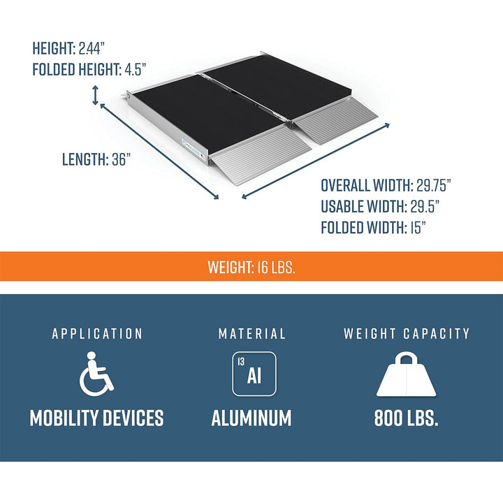 EZ-Access 3 Foot Suitcase Portable Ramp w/Surface That Resists Slips (Open Box) - VMInnovations