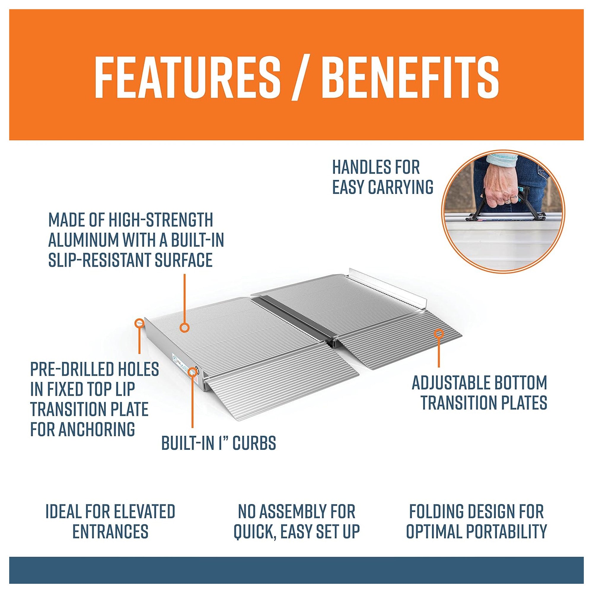 EZ-ACCESS 2’ x 30" Portable Singlefold Ramp for Scooters & Wheelchairs(Open Box) - VMInnovations