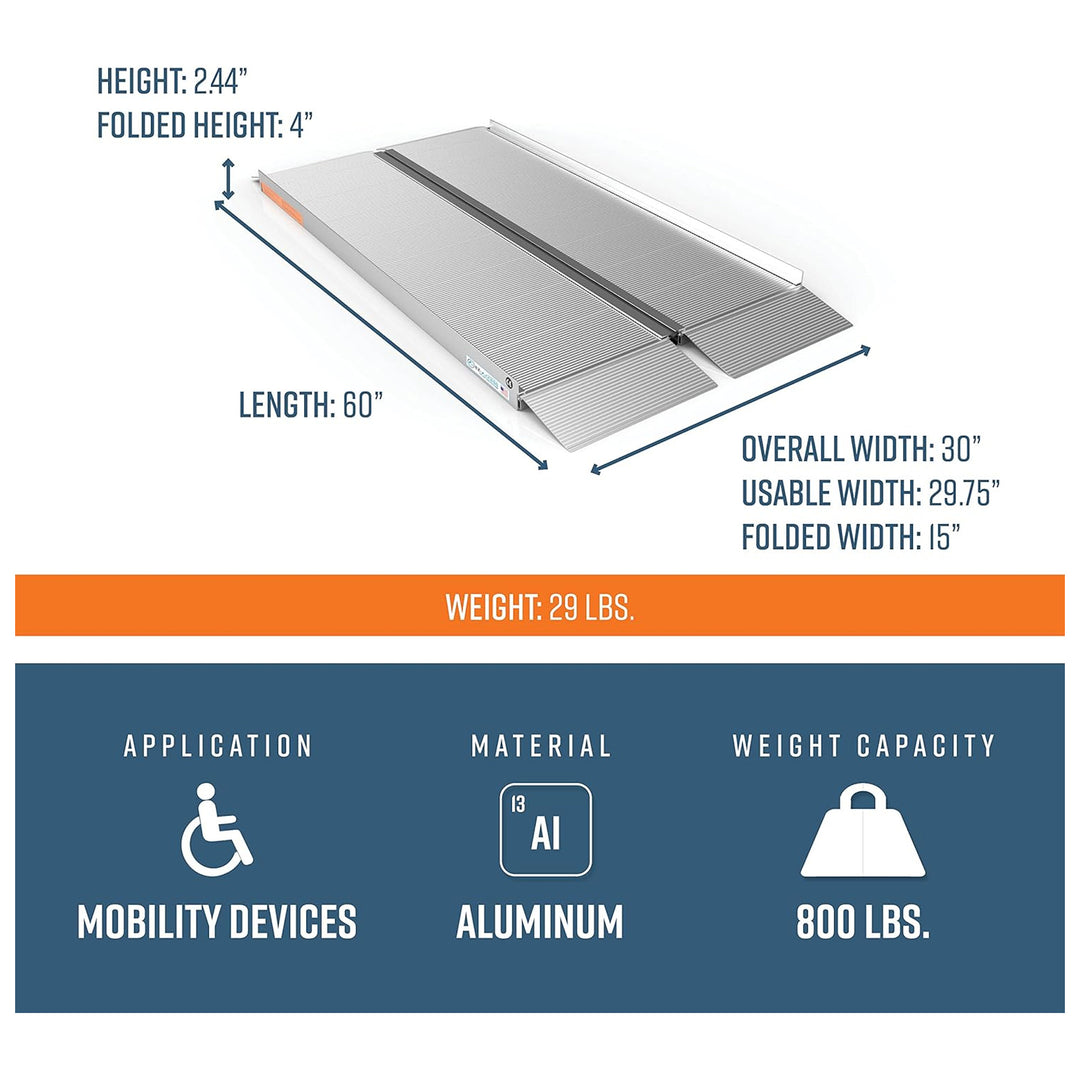 EZ-ACCESS SUITCASE 5’ x 30" Portable Singlefold Ramp for Wheelchairs (Open Box)