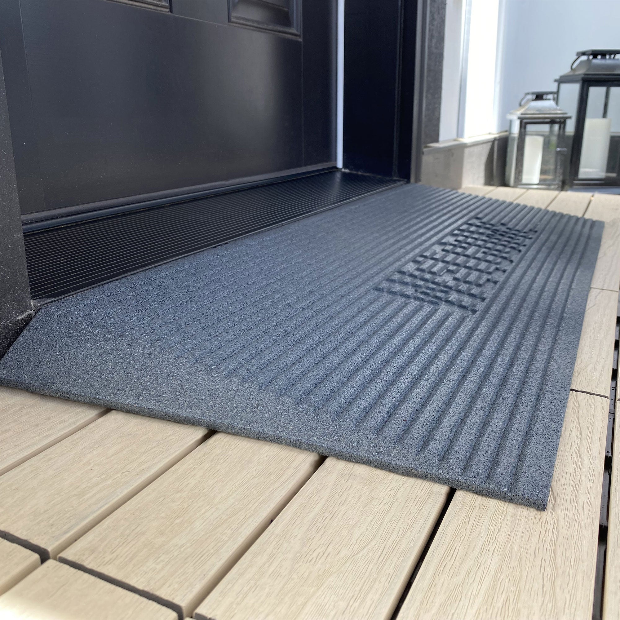EZ-ACCESS TRANSITIONS 1.5" Non Slip Rubber Angled Entry Mat, Black (Open Box) - VMInnovations