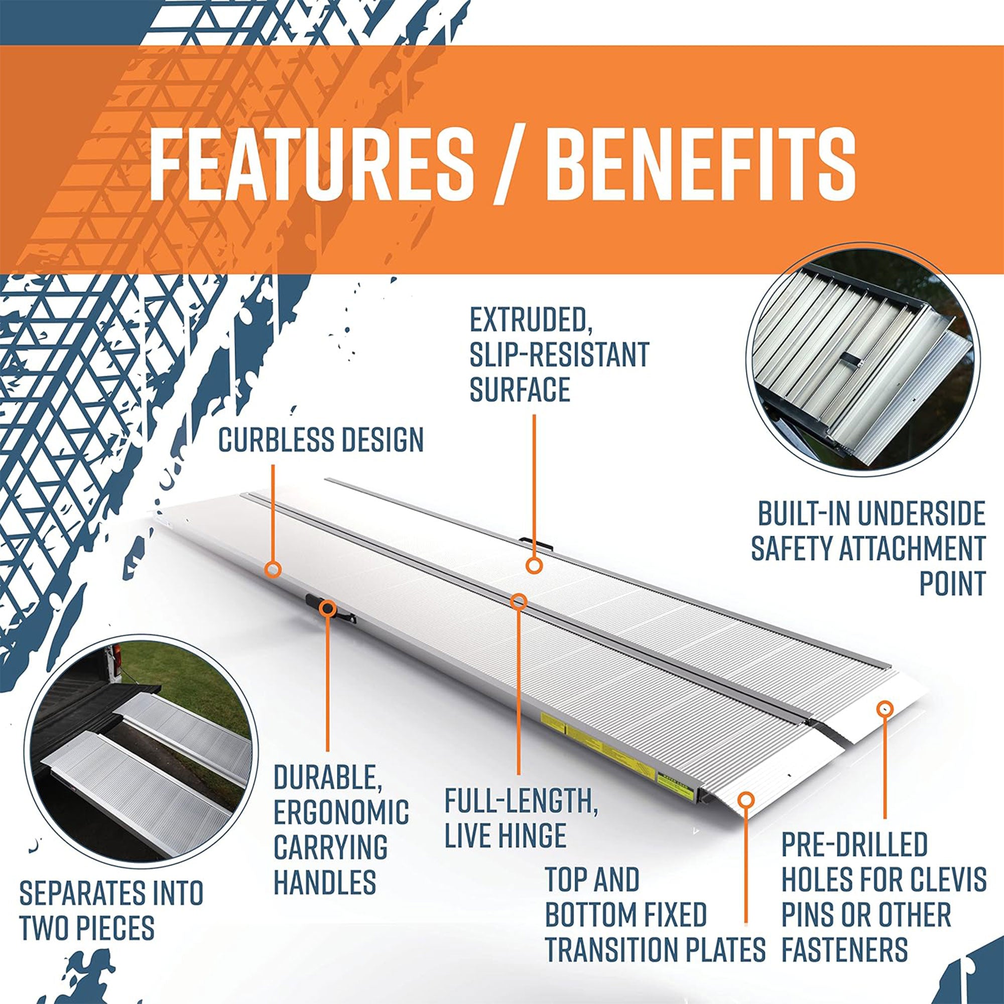 EZ-ACCESS TRAVERSE 8ft Singlefold Portable Loading Ramp, Silver (Open Box) - VMInnovations