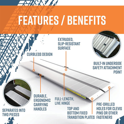 EZ-ACCESS TRAVERSE 8ft Singlefold Portable Loading Ramp, Silver (Open Box) - VMInnovations