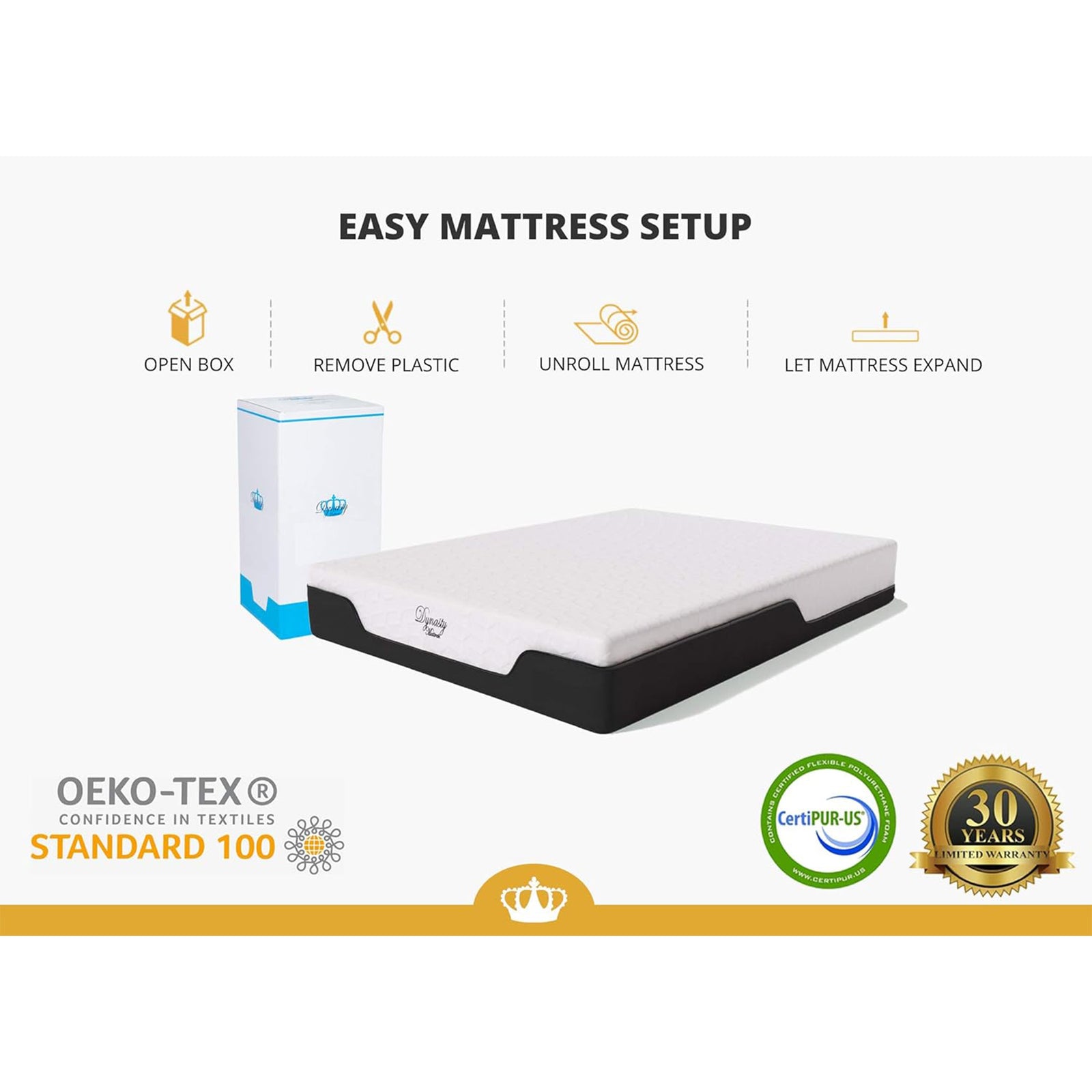 Dynasty Mattress 8 Inch CoolBreeze Gel Memory Foam RV Short King Mattress Bed - VMInnovations