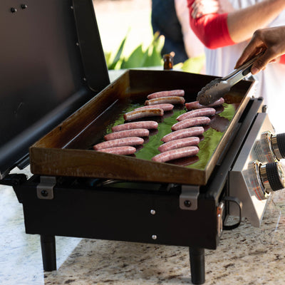 Razor Universal Rolling Prep Cart and 25 Inch Double Burner LP Propane Gas Grill