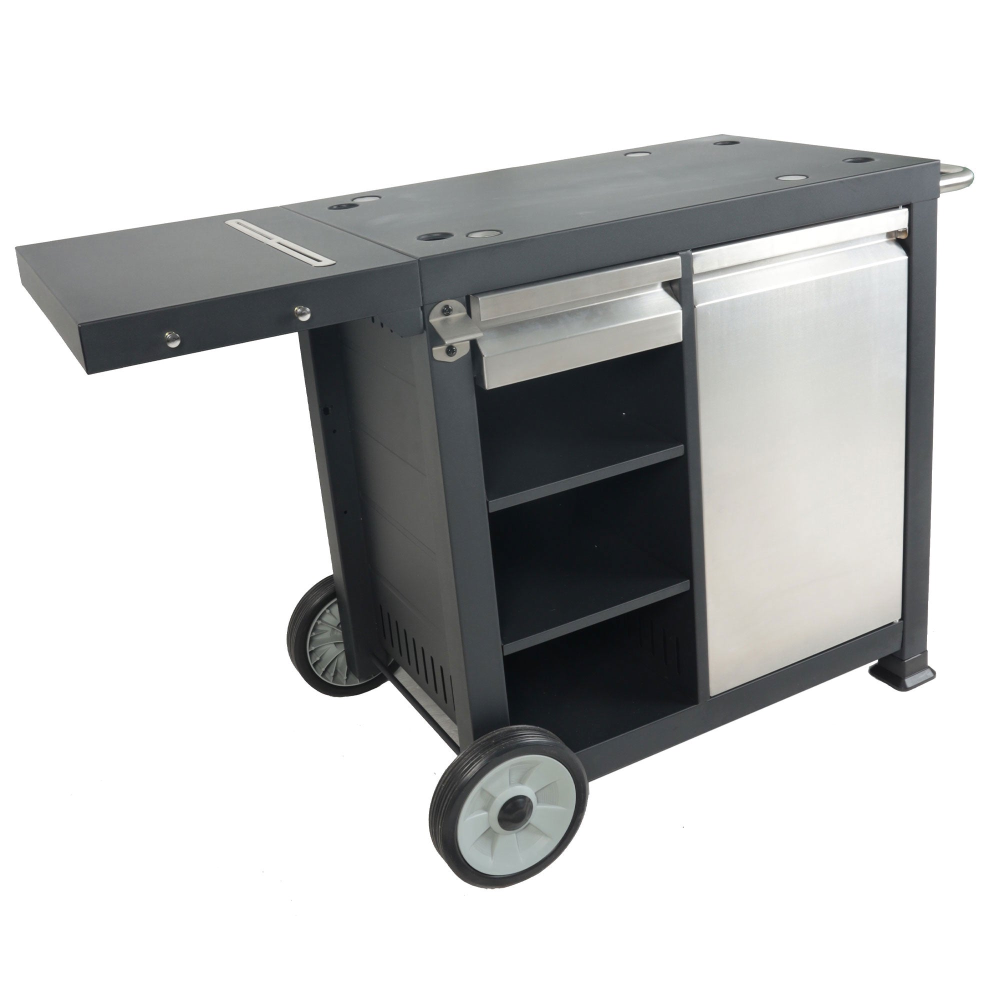 Razor Universal Rolling Prep Cart and 25 Inch Double Burner LP Propane Gas Grill