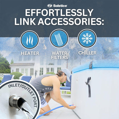 Solstice 100 Gal Inflatable Insulated Ice Bath Tub with Lid, White (Open Box) - VMInnovations