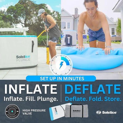 Solstice Plunge 100 Gal Inflatable Insulated Ice Bath Tub with Lid, White (Used)