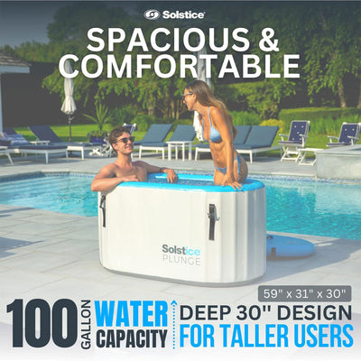 Solstice 100 Gal Inflatable Insulated Ice Bath Tub with Lid, White (Open Box) - VMInnovations