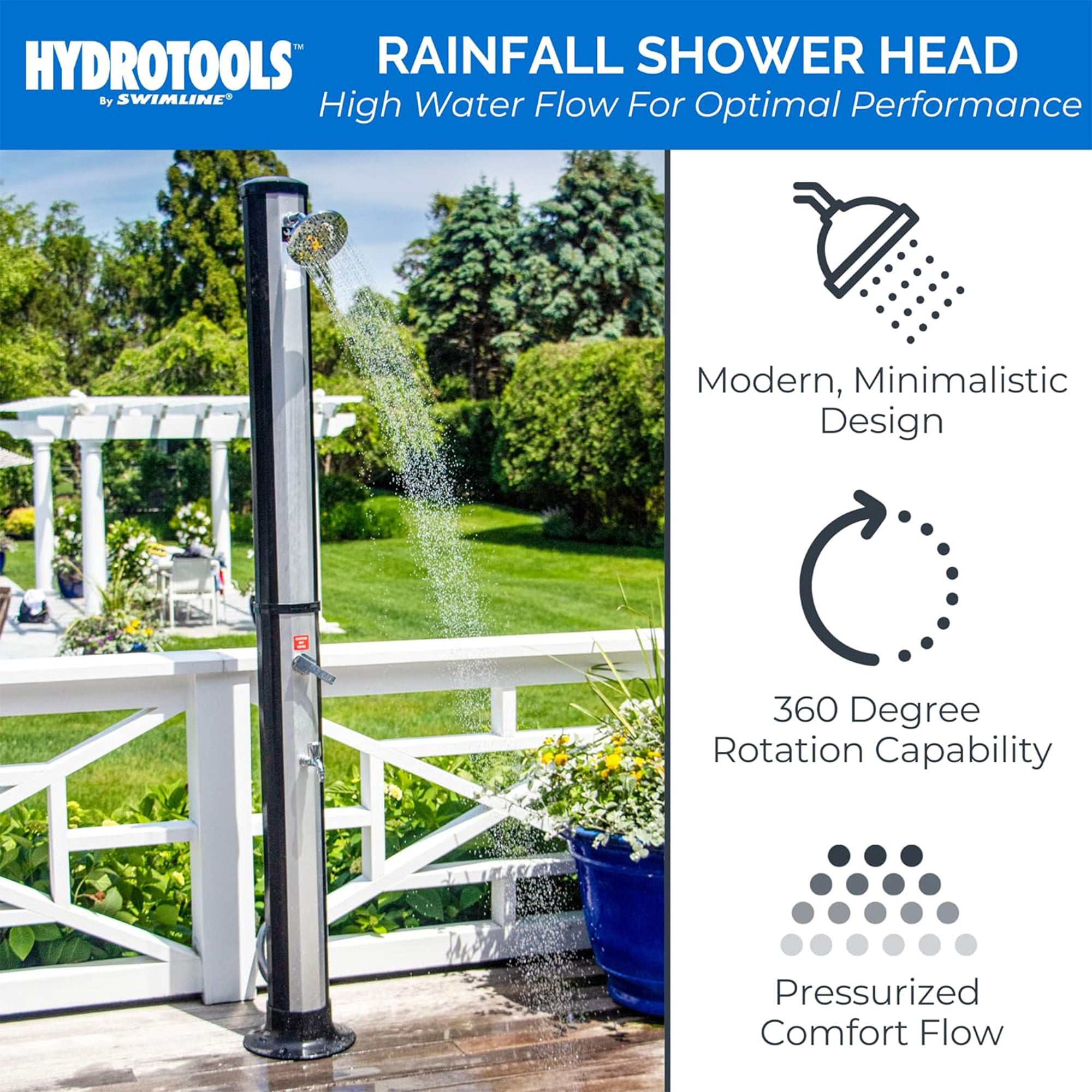 Swimline HydroTools Niagara Rainfall 7 Foot Adjustable Outdoor Solar Shower - VMInnovations