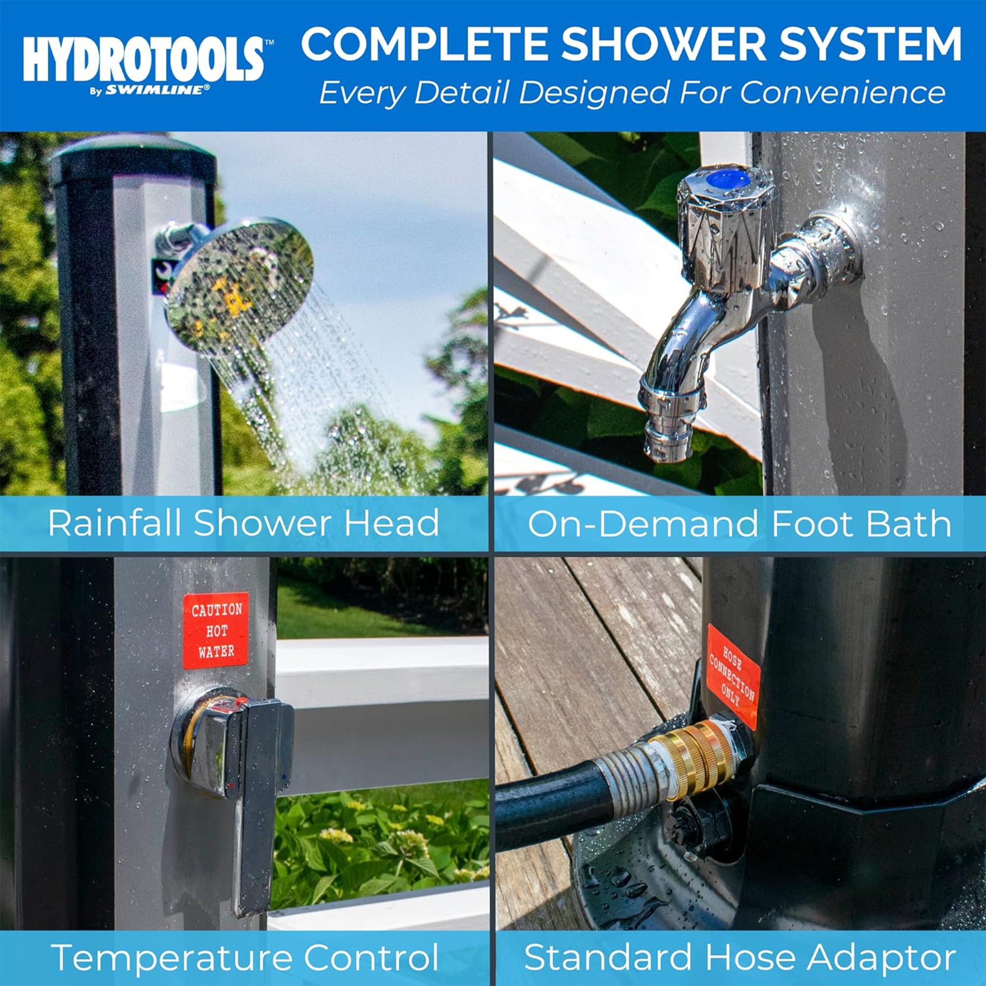 Swimline HydroTools Niagara Rainfall 7 Foot Adjustable Outdoor Solar Shower - VMInnovations