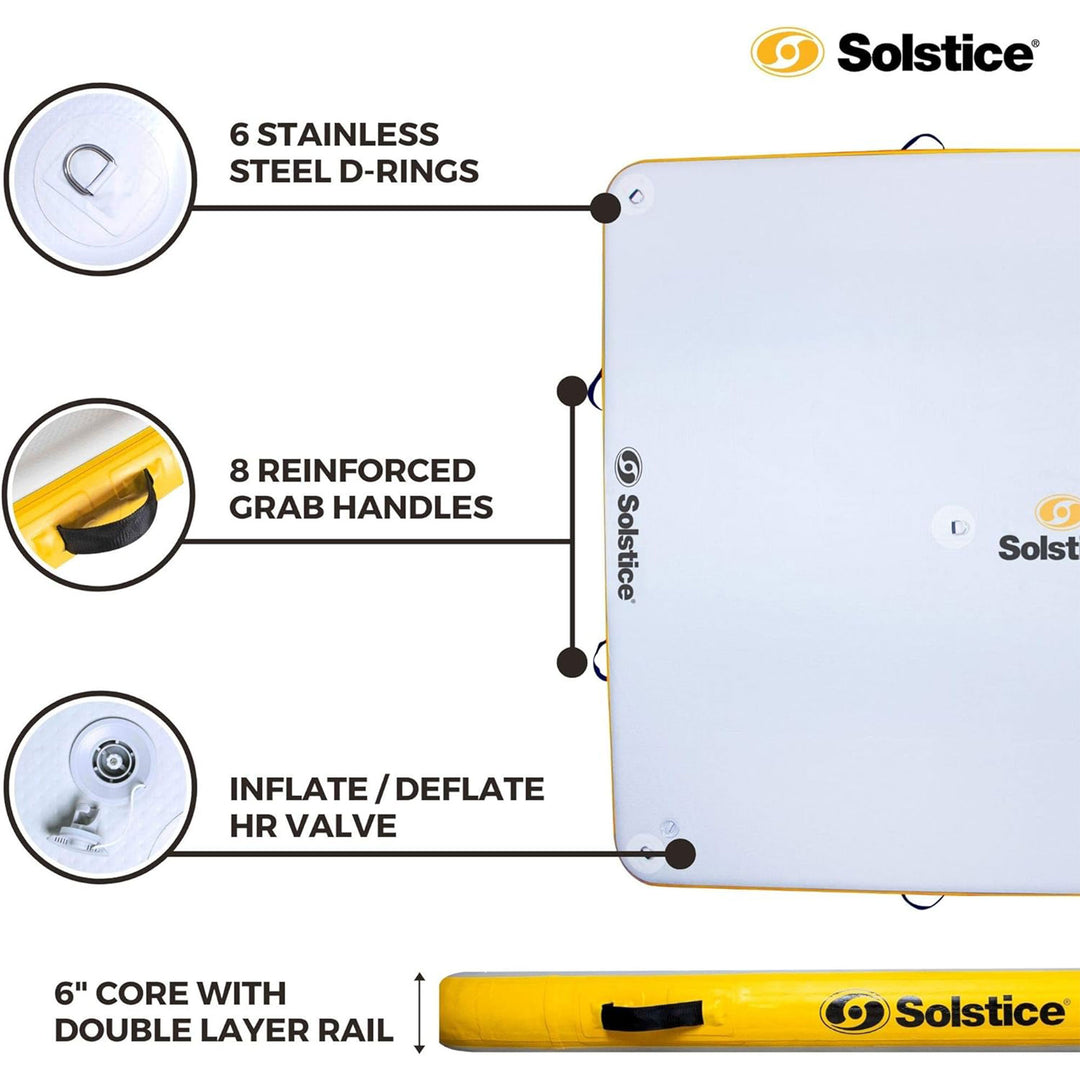 Solstice 10' x 10' Inflatable Floating Dock Rafting Platform with Pump and Bag