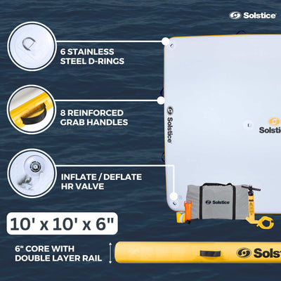 Solstice 10' x 10' Inflatable Dock Rafting Platform w/Pump & Bag (Open Box)
