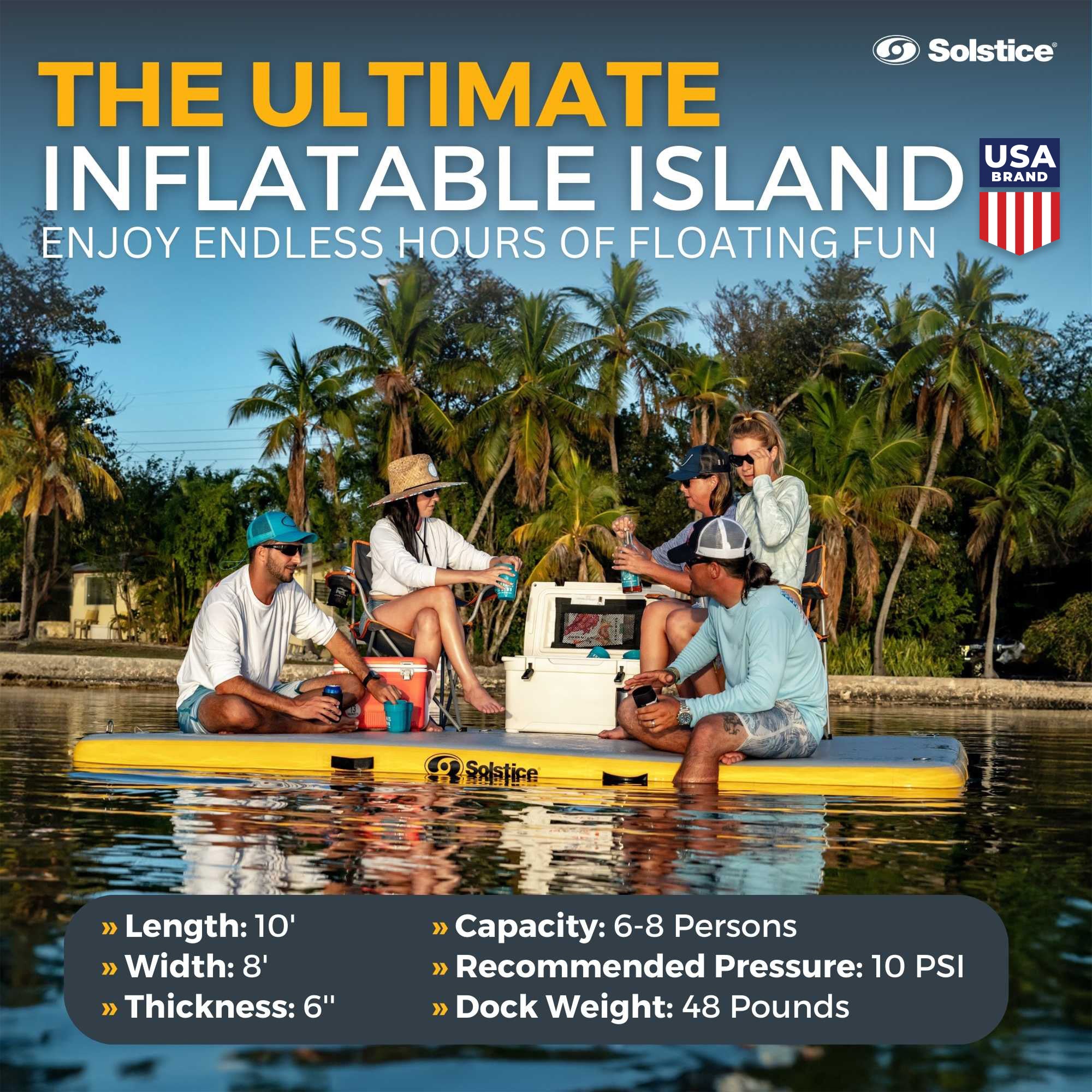 Solstice 10'x8' Inflatable Floating Dock Rafting Platform w/Pump & Bag(Open Box) - VMInnovations