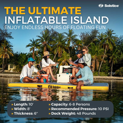 Solstice 10' x 8' Inflatable Floating Dock Rafting Platform with Pump and Bag - VMInnovations