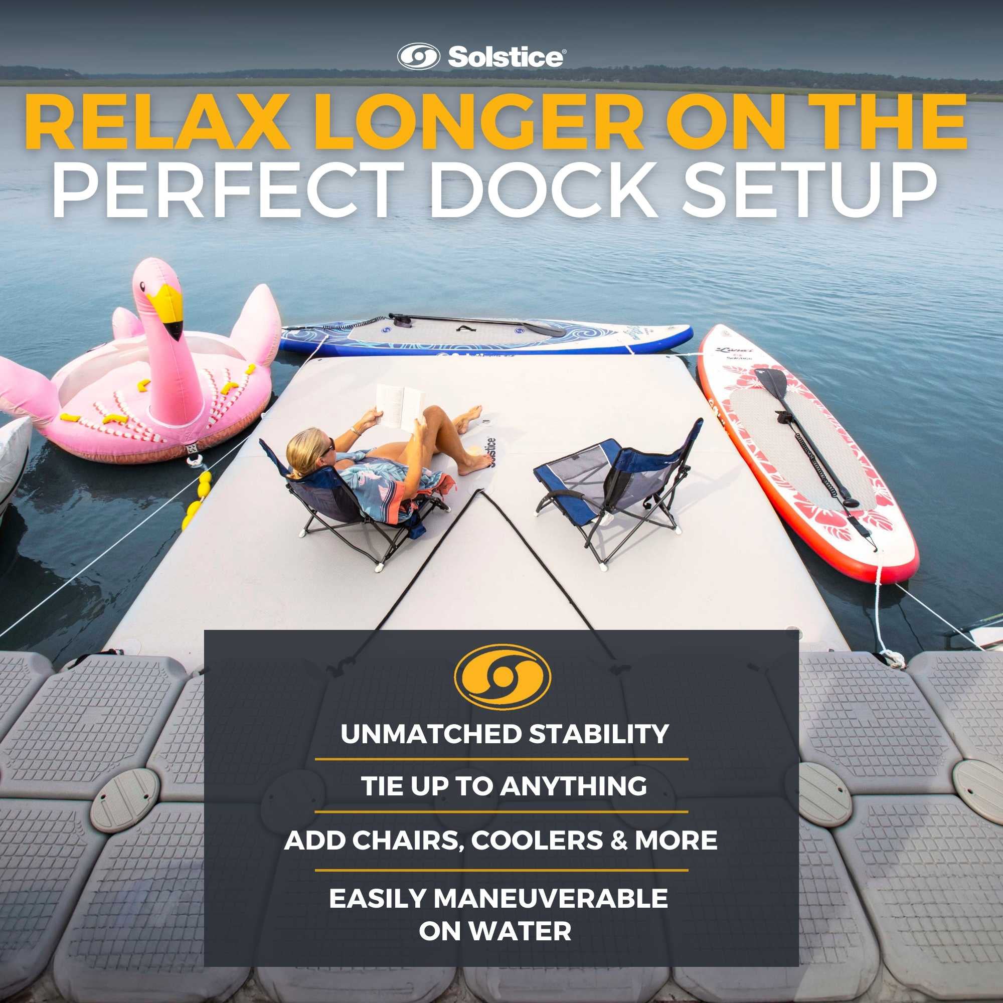 Solstice 10'x8' Inflatable Floating Dock Rafting Platform w/Pump & Bag(Open Box) - VMInnovations