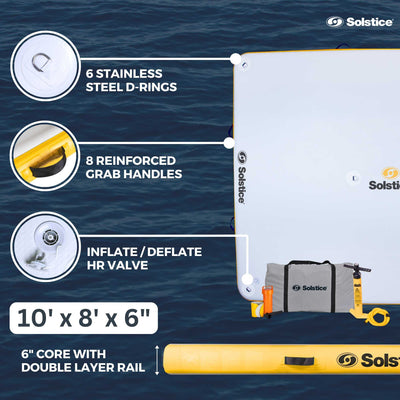 Solstice 10'x8' Inflatable Floating Dock Rafting Platform w/Pump & Bag(Open Box) - VMInnovations