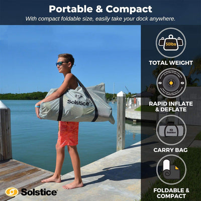 Solstice 10' x 8' Inflatable Floating Dock Rafting Platform with Pump and Bag