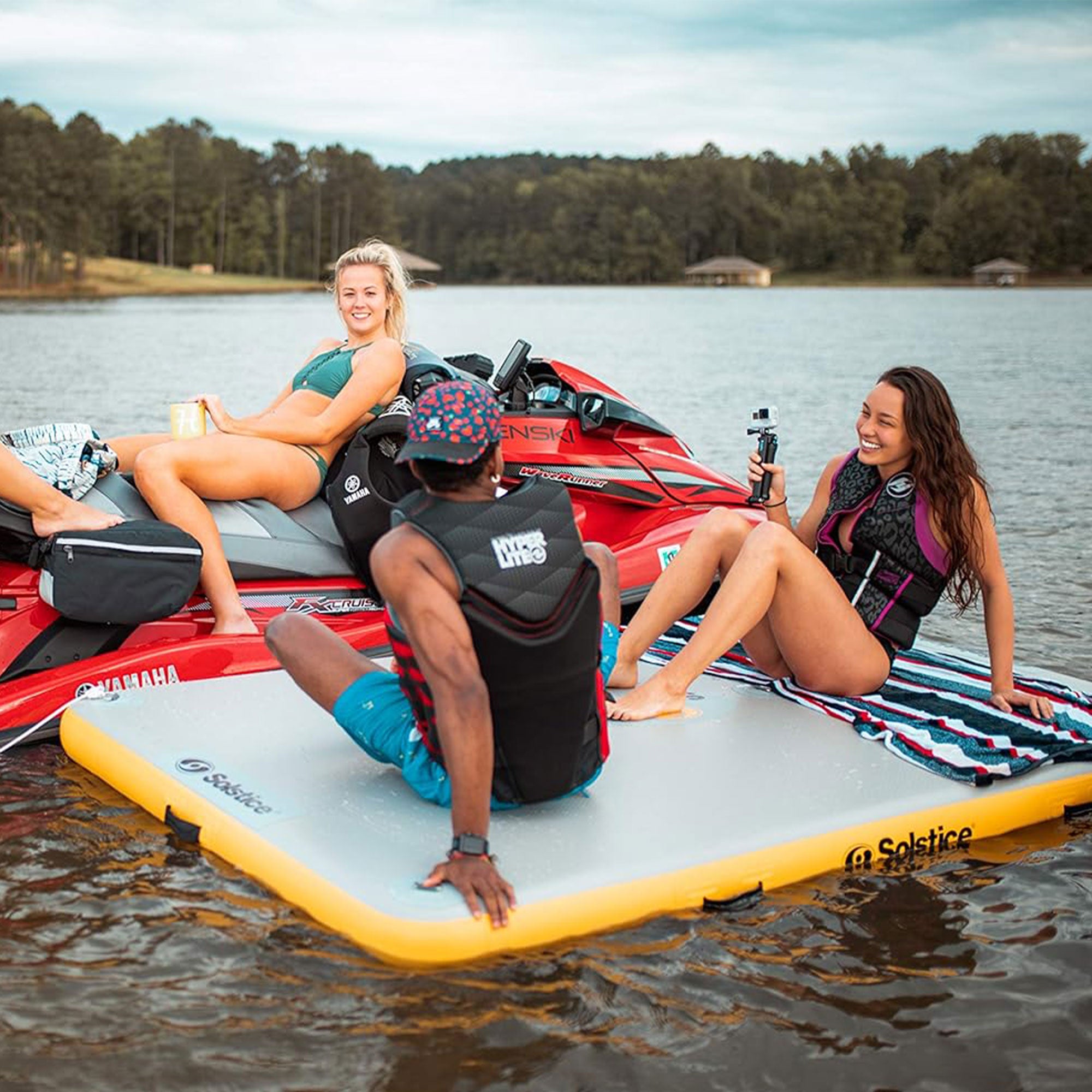 Solstice 10'x8' Inflatable Floating Dock Rafting Platform w/Pump & Bag(Open Box) - VMInnovations