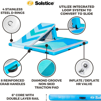 Solstice 10' x 8' Inflatable Floating Slide Dock with Pump and Bag (For Parts)