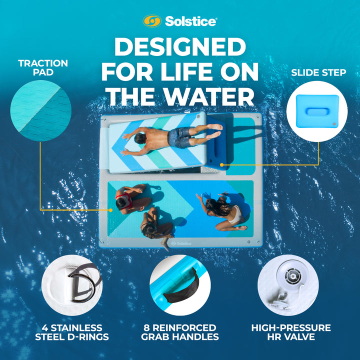 Solstice 10' x 8' Inflatable Floating Slide Dock with Pump and Bag (For Parts) - VMInnovations