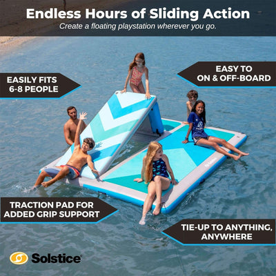 Solstice 10' x 8' Inflatable Convertible Floating Slide Dock with Pump and Bag