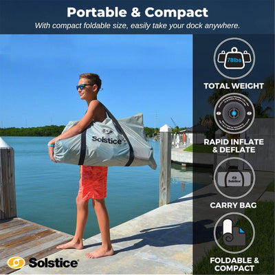 Solstice 10' x 8' Inflatable Convertible Floating Slide Dock with Pump and Bag