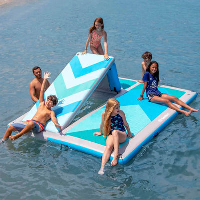 Solstice 10' x 8' Inflatable Floating Slide Dock with Pump and Bag (For Parts)