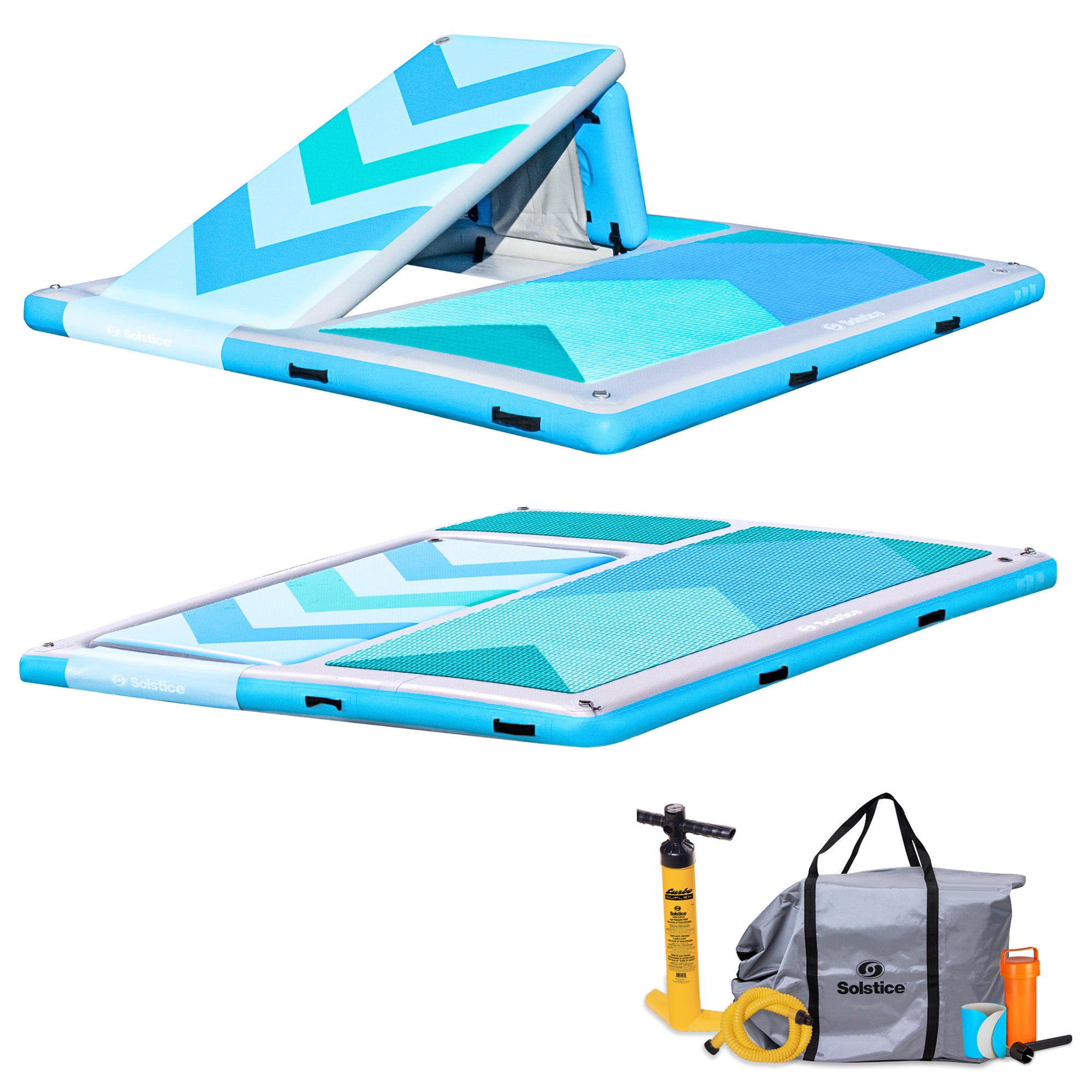 Solstice 10' x 8' Inflatable Floating Slide Dock with Pump and Bag (For Parts)