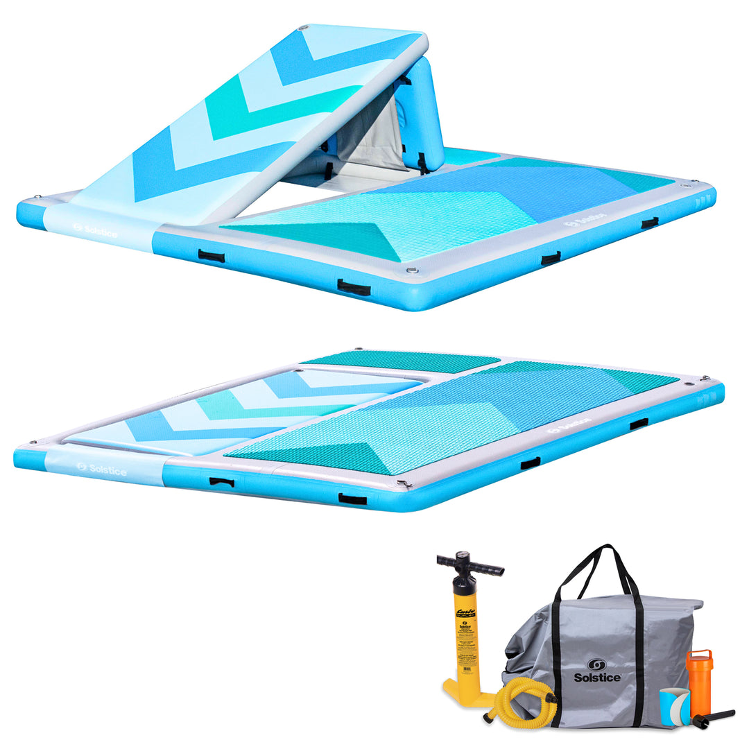 Solstice 10' x 8' Inflatable Floating Slide Dock with Pump and Bag (For Parts) - VMInnovations