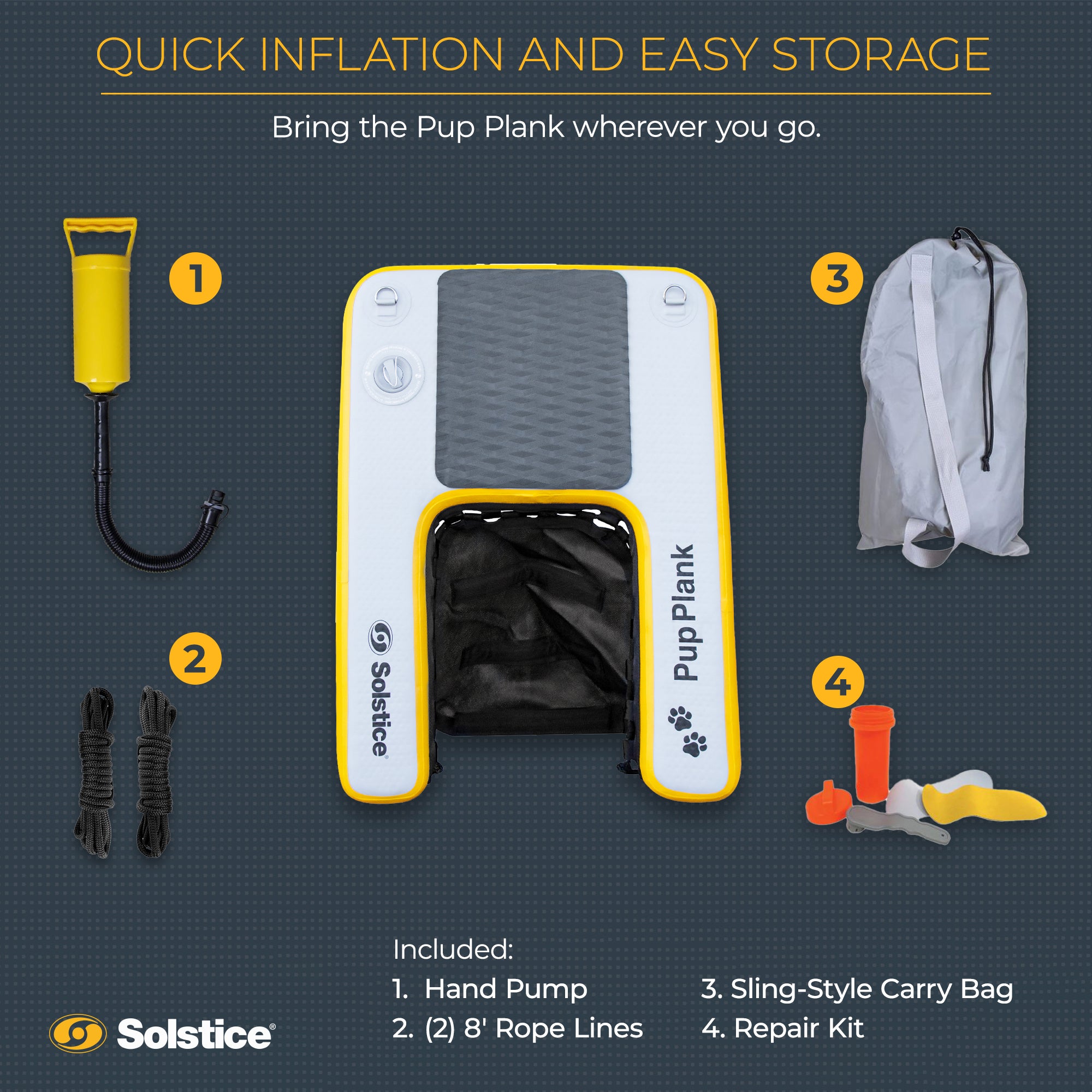 Solstice Inflatable Pup Plank Mini Dog Ramp Water Float Ladder, Multicolor(Used) - VMInnovations