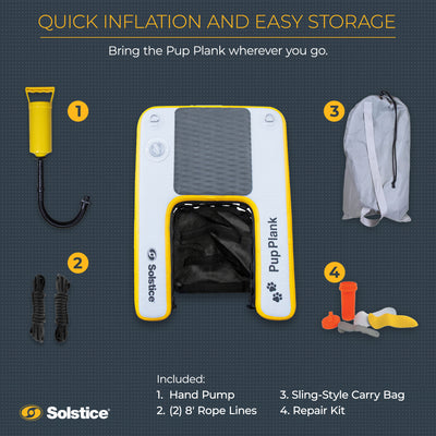 Solstice Inflatable Pup Plank Mini Dog Ramp Water Float Ladder, Multicolor(Used) - VMInnovations