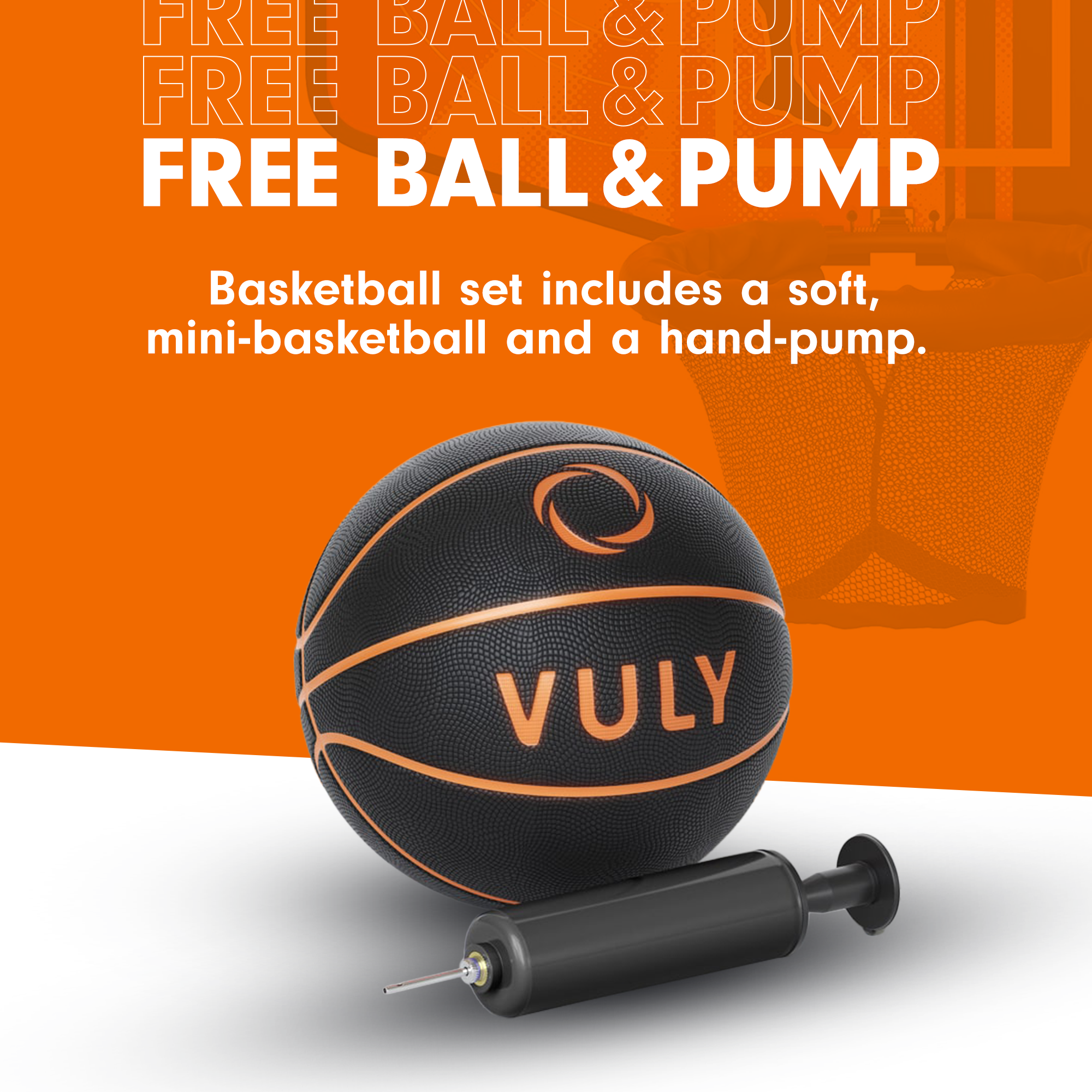 Vuly Trampolines Basketball Set w/Backboard, Hoop, Basketball, & Pump (Open Box)